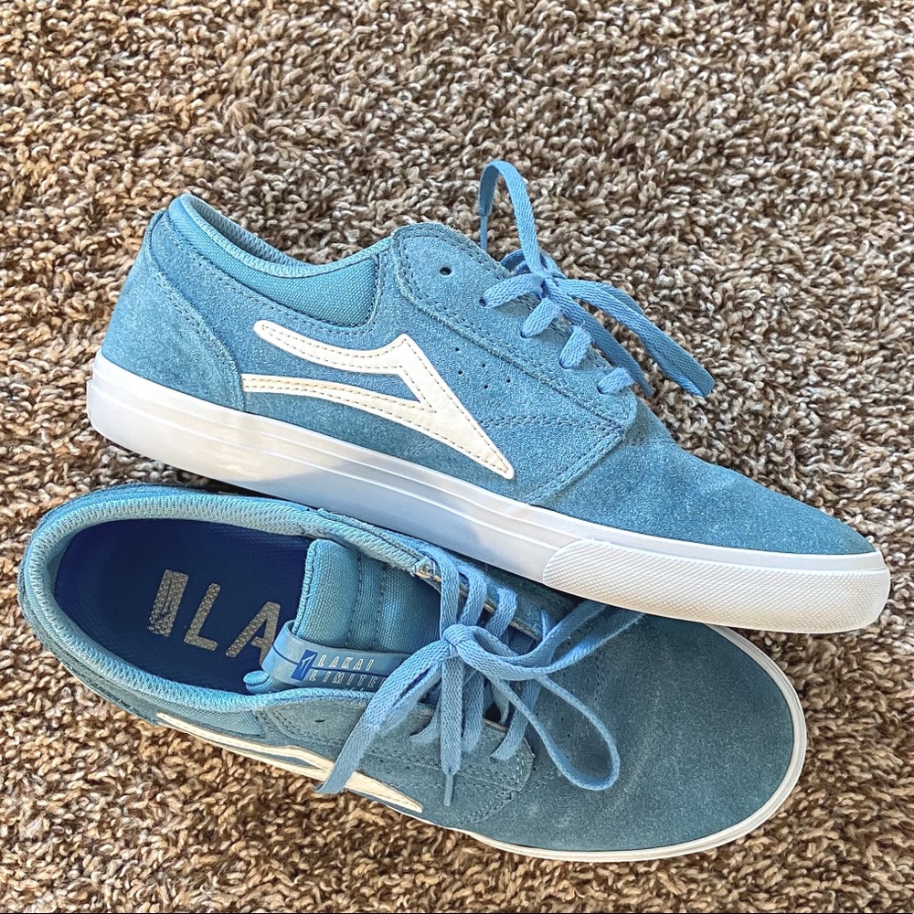 Lakai Griffin light blue & white suede skate shoes 9